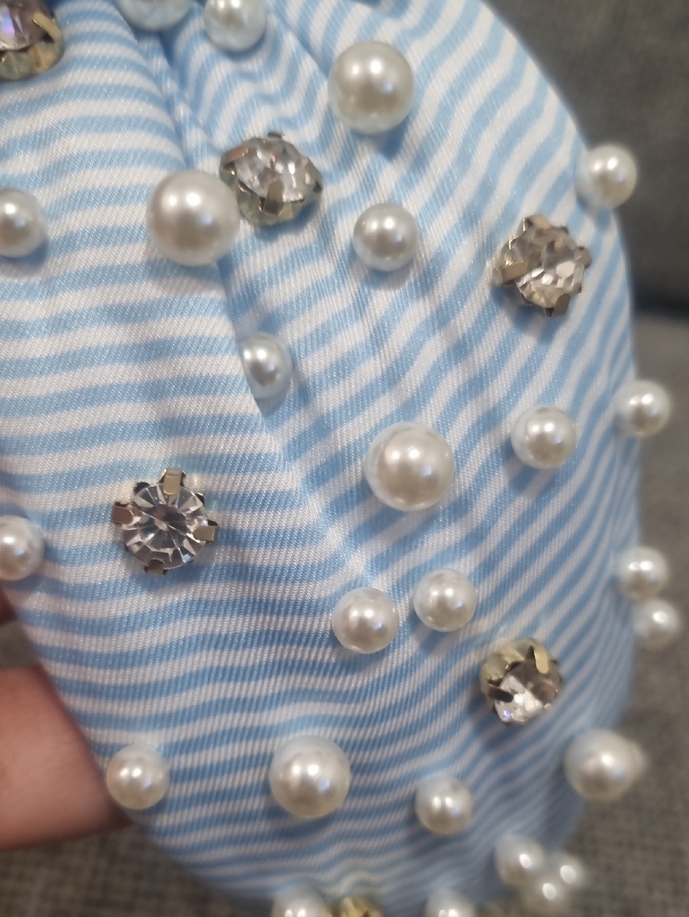 LILLY PULITZER Embellished Top Knot Wide Headband in Blue Stripe - Picture 6 of 10